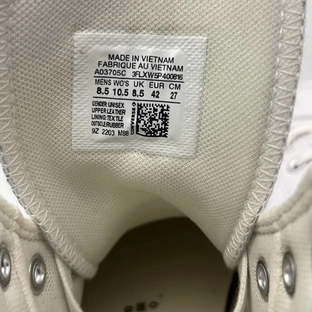 Converse Chuck Taylor All Star Leather Lugged 2.0 White Sneakers Men 8.5 / W10.5 - Picture 7 of 9